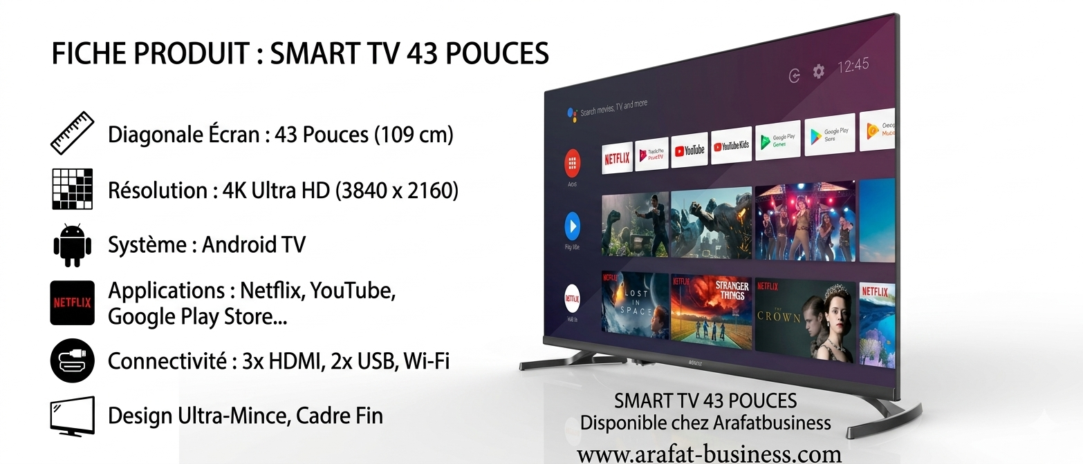 Télévision smart TV 43 pouces 