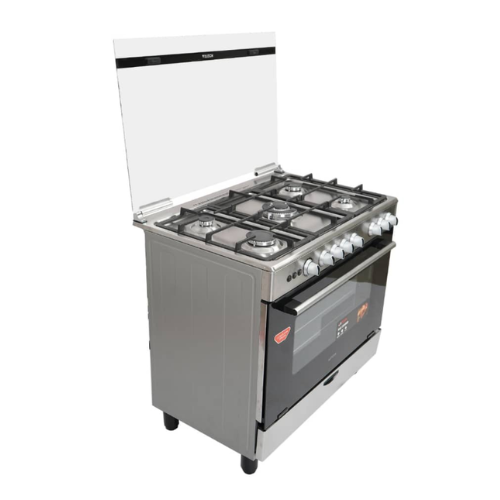 CUISINIERE ASTECH 5FEUX 90X60 +  FOUR A GAZ FULL OPTION GRIS CK93DA010