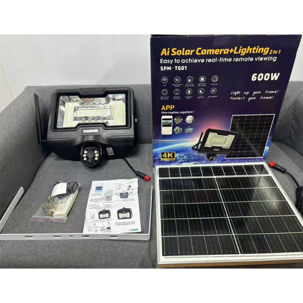 Caméra solaire + Éclairage LED 2-en-1