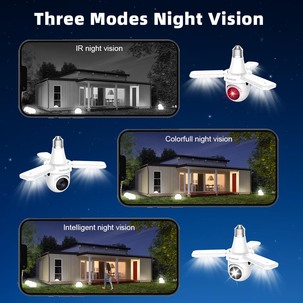  caméra de surveillance Wi-Fi intelligente 2-en-1 avec ampoule LED