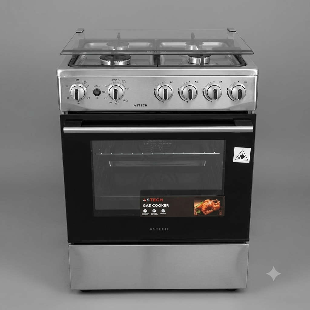 Cuisinière à gaz Astech CK63DA010 60×60 4 feux ( Full Option)